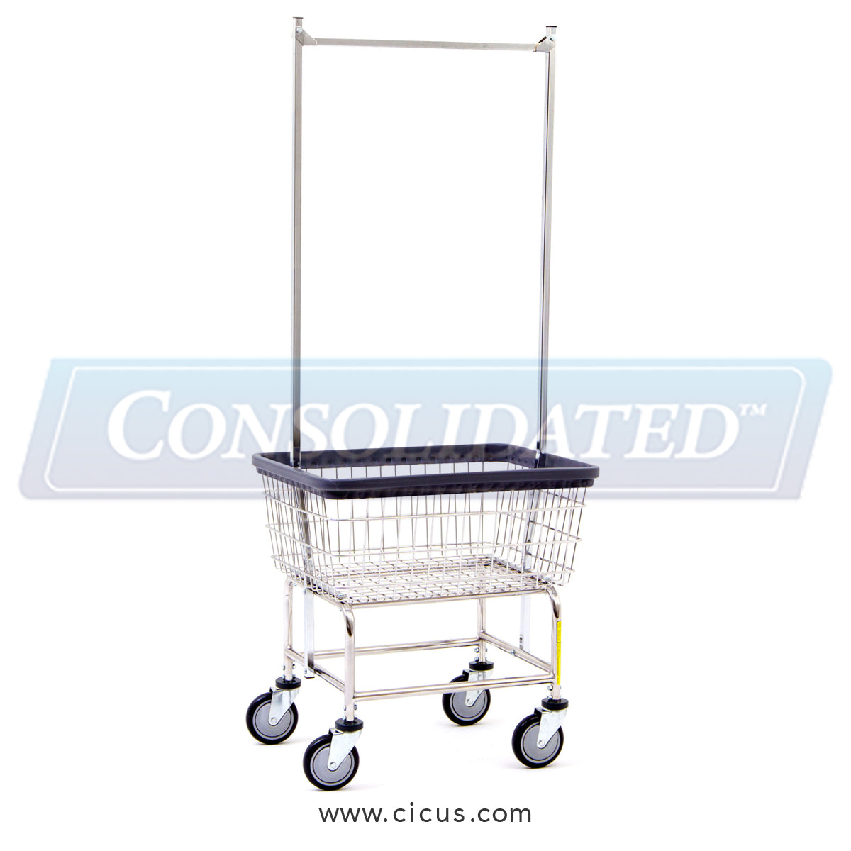 R & B Wire Standard Laundry Cart w/ Double Pole Rack [100E58]