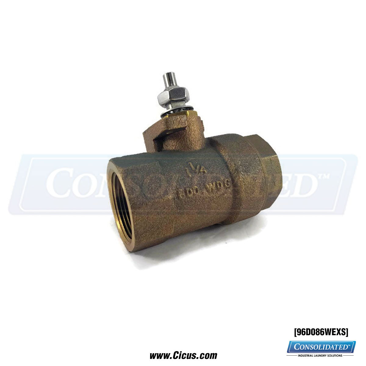 Milnor 1.25" Washer Ball Valve [96D086WEXS] - Side View