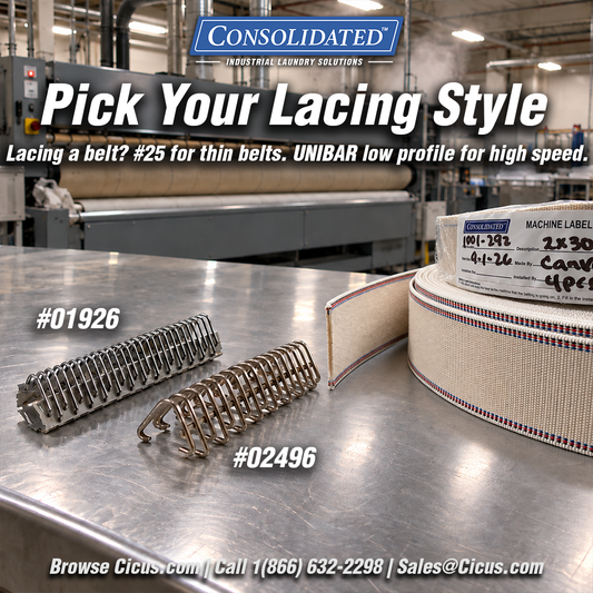 Ironer Belt Lacing: #25 Galvanized or UNIBAR Stainless