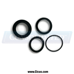 Industrial black rubber seal set for commercial laundry machines, varying sizes, Milnor Rod Seal Kit 1" Vickers - VP Model [27C700AR08], with the 'CONSOLIDATED™' brand watermark, available at www.Cicus.com.