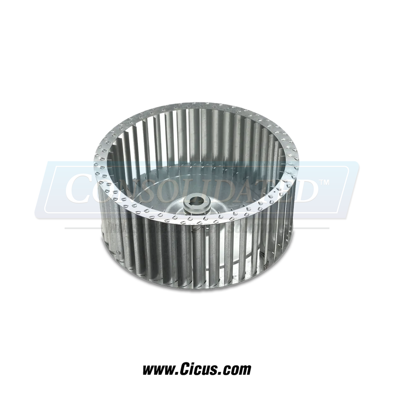 Cicus.com replacement part: Chicago Blower Wheel Only [4803-851]. This double inlet blower wheel measures 12-5/8" diameter and width, 1-3/16" bore