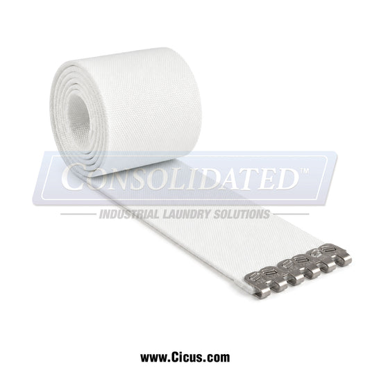 Chicago Dryer White Belt, 3" × 125" with Cleats and Pin – 1003-041
