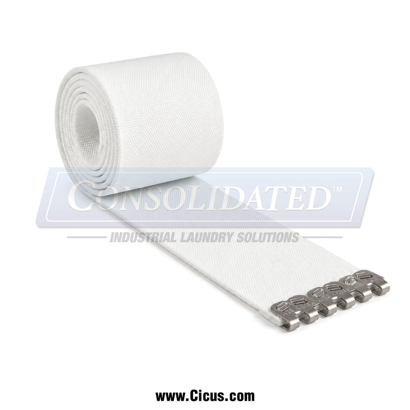 Chicago Dryer Compatible White Belt, 3" × 125" with Cleats – 1003-041