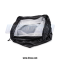 Coronet outdoor lint bag with white mesh interior and black nylon shell, top view – RTLINTBAG