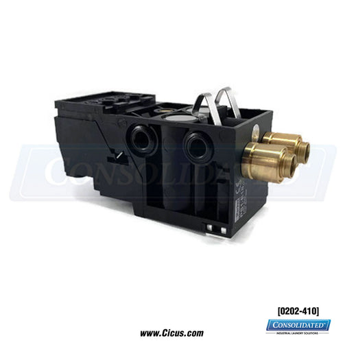 0202-410 – Chicago Dryer Double-Head Air Valve Assembly, Two 1/4″ OD Connections