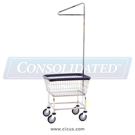 100E91 – R & B Wire Standard Laundry Cart, 2.5 Bushel w/ Single Pole Rack