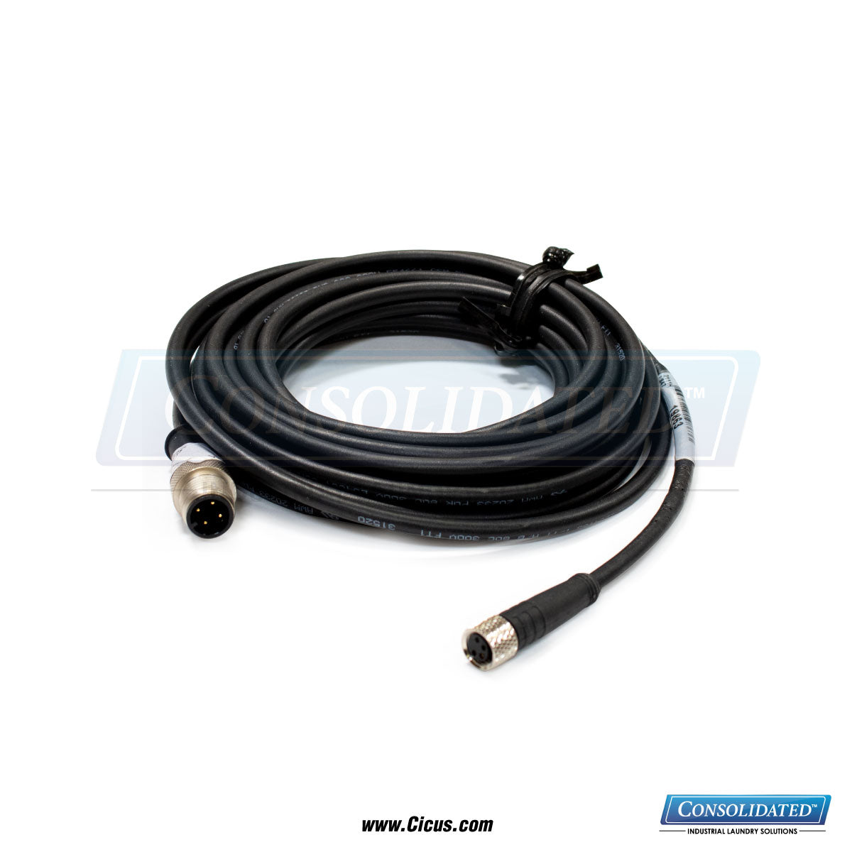 Chicago Dryer M12 Male/M8 Female Cable [1607-360] - Front View