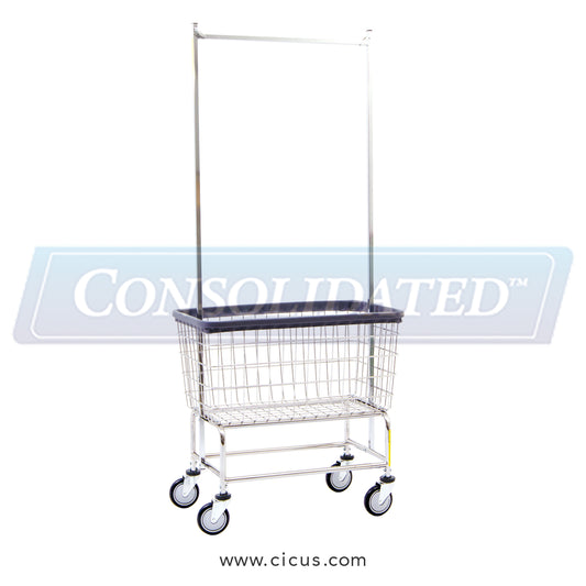 200F56 – R & B Wire Laundry Cart, 4.5 Bushel Large Capacity w/ Double Pole Rack