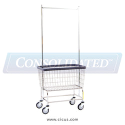 R & B Wire Large Capacity Laundry Cart w/ Double Pole Rack (200F56)