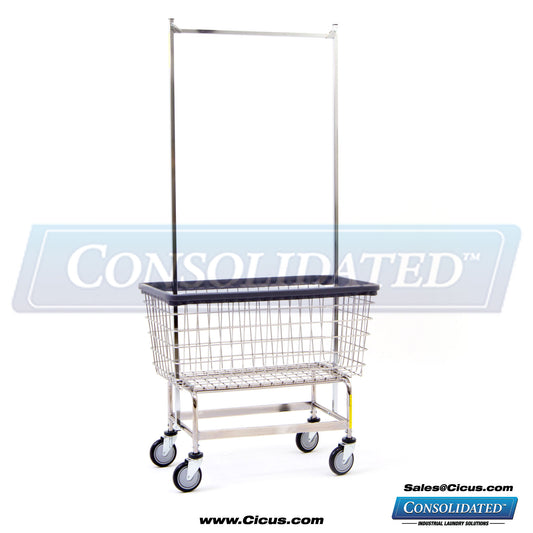 201H56 – R & B Wire Laundry Cart, 6 Bushel Mega Capacity w/ Double Pole Rack