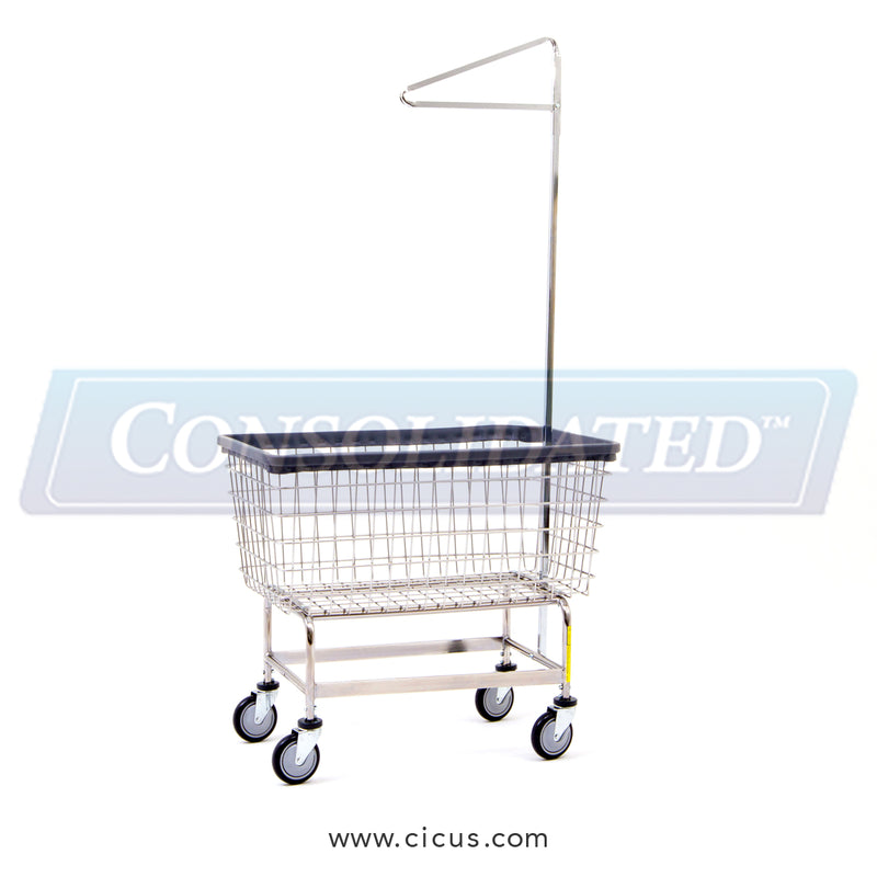201H91 – R & B Wire Laundry Cart, 6 Bushel Mega Capacity w/ Single Pole Rack