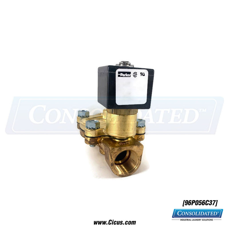 Milnor washer-extractor normally closed 3/4" 110V Parker solenoid valve – 96P056C37
