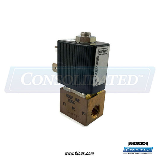 Milnor Air Pilot Valve, 1/8" 3-Way NO 24V 50/60Hz – 96R302B24