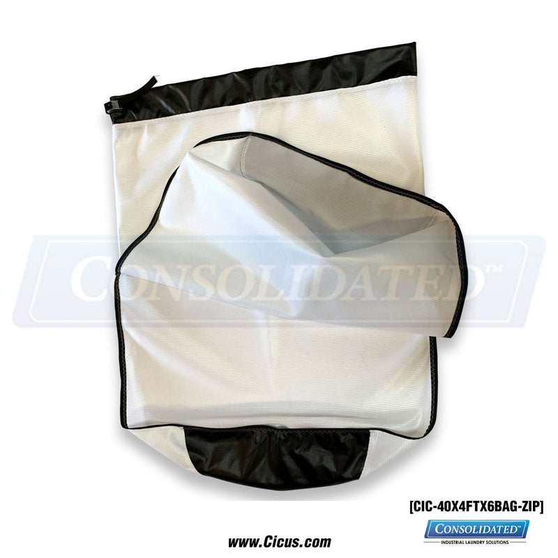 Coronet 40" w x 54" L Lint Bag w/ Wrap Around Zipper [CIC-40X4FTX6BAG-ZIP] - Unzipped View
